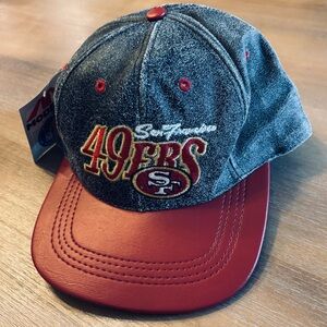 San Francisco 49ers Leather Hat NFL Vintage Cap Snapback Adjustable, OS, NWT
